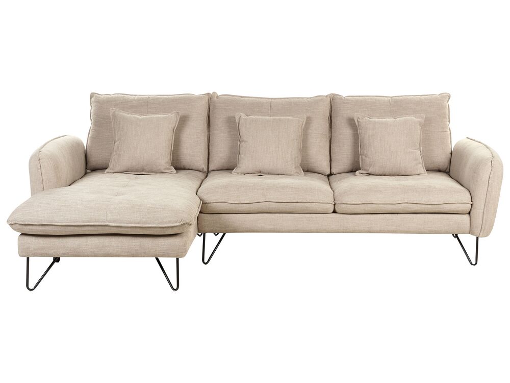 Hjørnesofa 3-seter SERSAN Chenille Beige Høyrevendt