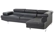Corner Sofa 5 Seater NORREA Faux Leather Black Left Hand_718341
