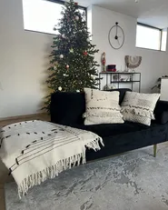 Set of 2 Decorative Cushions VAYALI 45 x 45 cm Cotton Beige Striped_894455
