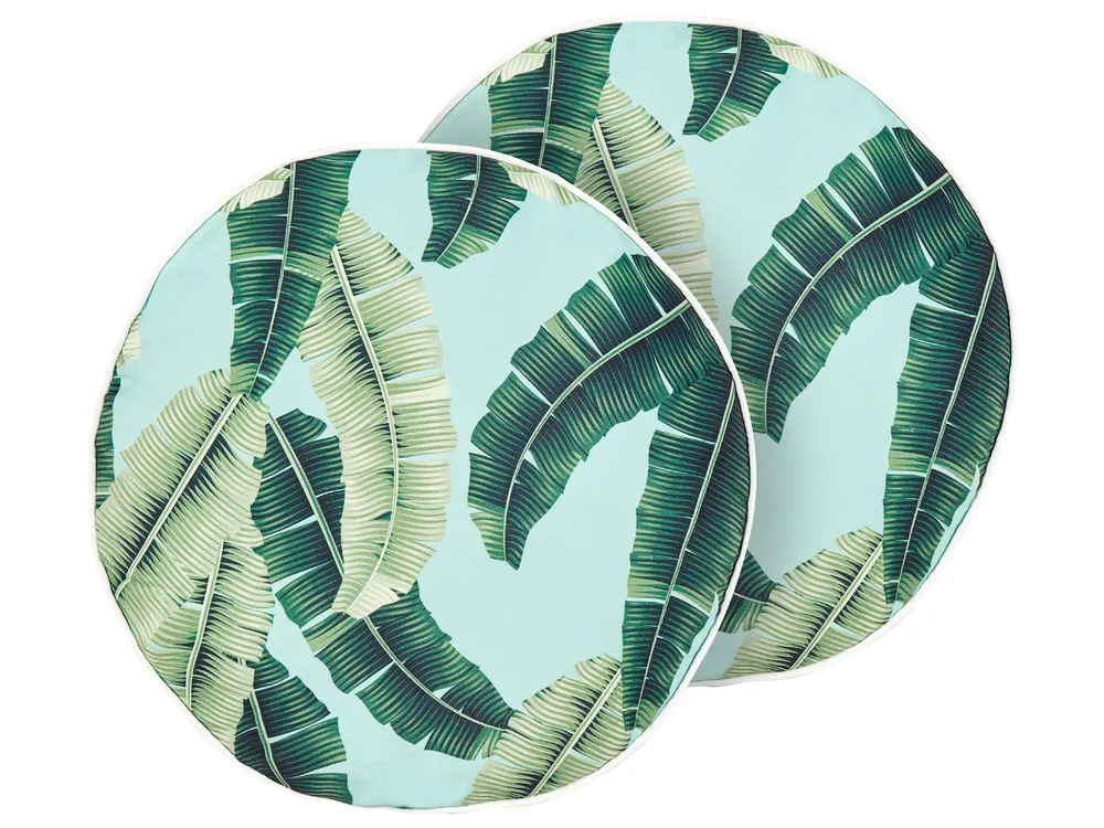 Set of 2 Outdoor Cushions BOISSANO Plant Pattern 40 x 40 cm Green