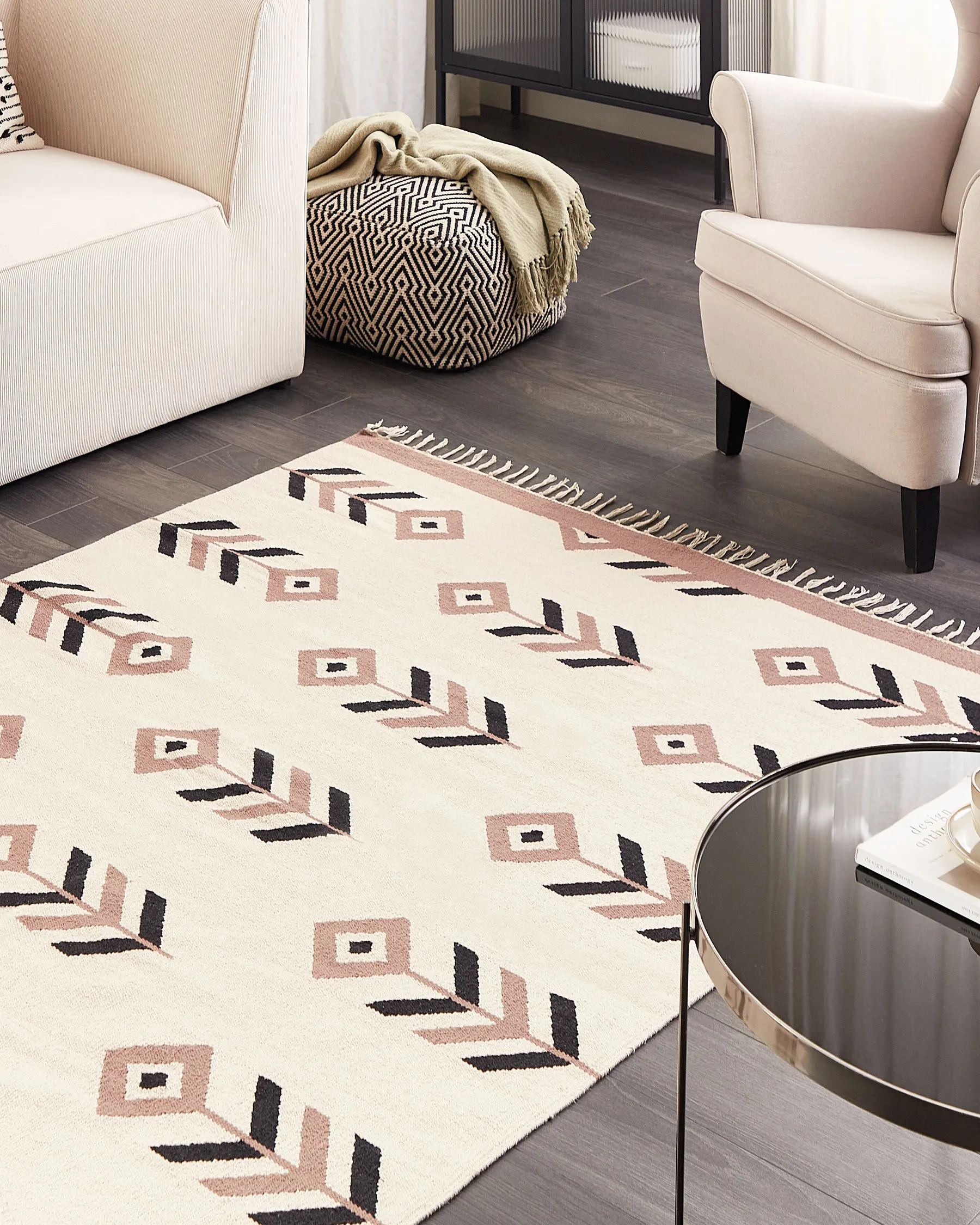 Matto NIAVAN Beige 200 x 300 cm kelim Puuvilla_869969