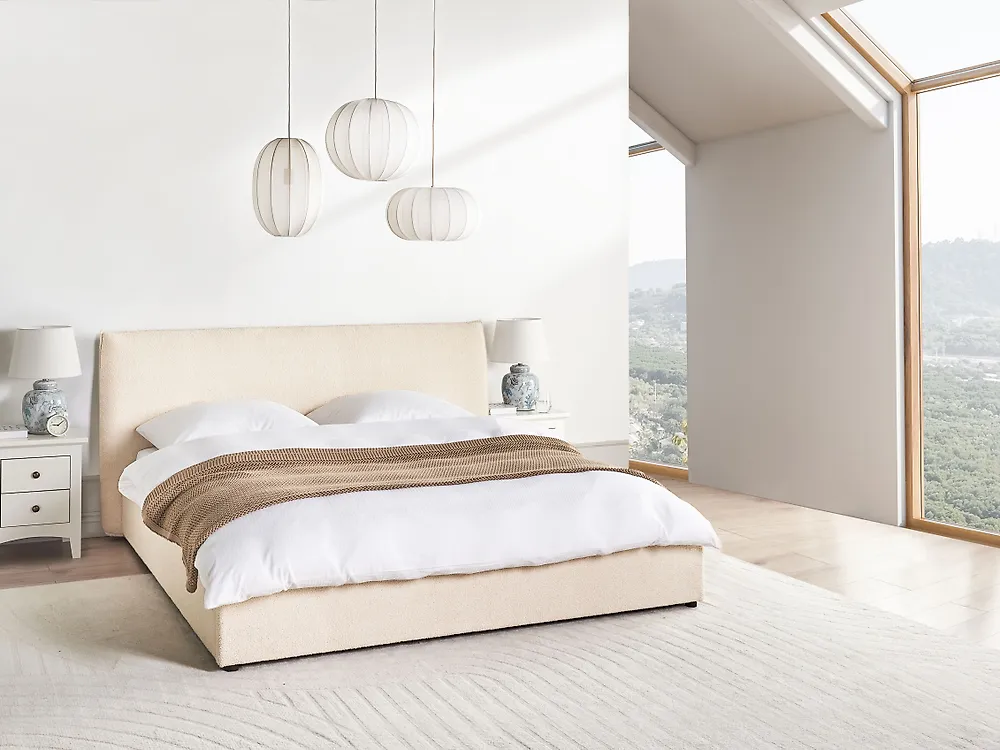 Ottoman Bed LAVAUR Boucle Beige 180 x 200 cm (EU Super King)_1184044