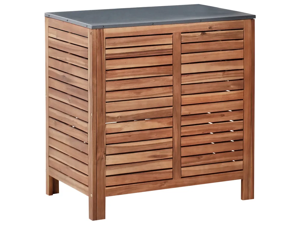 3 Piece Outdoor Kitchen Set with Sink BRUCOLI Brown/ Black Acacia Wood_1001188
