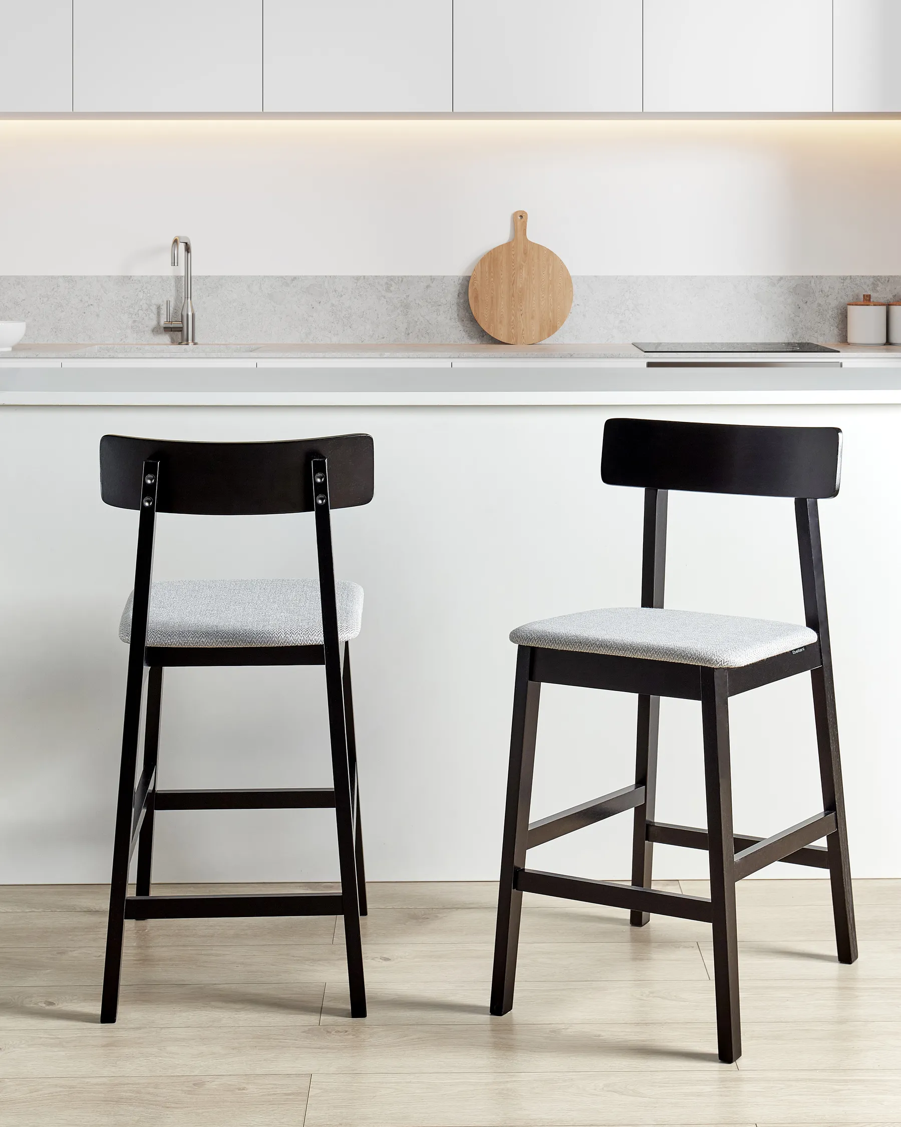Set of 2 Bar Chairs ISANTI Wood Black/ Grey_945376