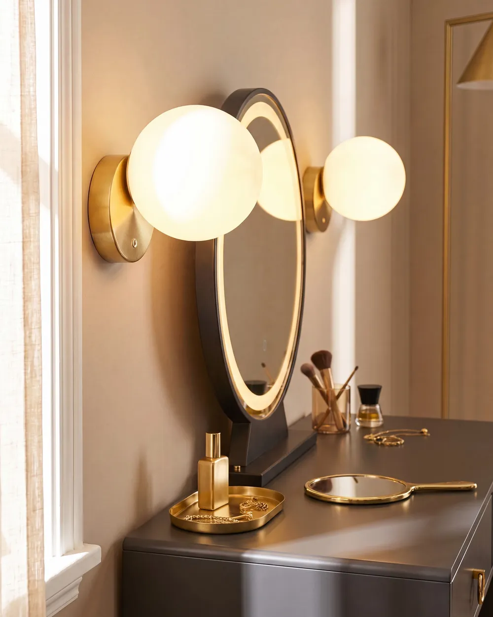 LED Wall Lamp TEIFI with Dimmer Glass White