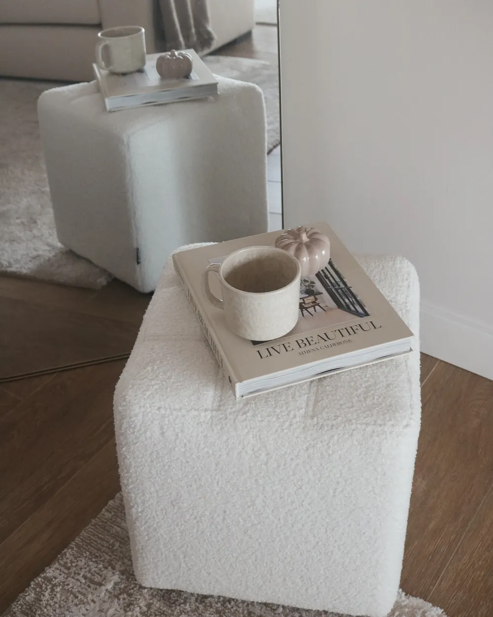 Pouffe KANSAS Boucle White_949377