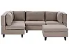 Modular Corner Sofa 4 Seater UNSTAD with Ottoman Fabric Brown Right Hand