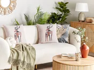 Set of 2 Decorative Cushions ABAL 45 x 45 cm Beige Animal Pattern_1079127