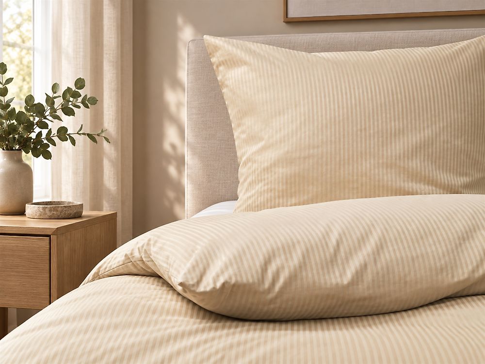 Duvet Cover Set AVONDALE 135 x 200 cm Sateen Cotton Beige