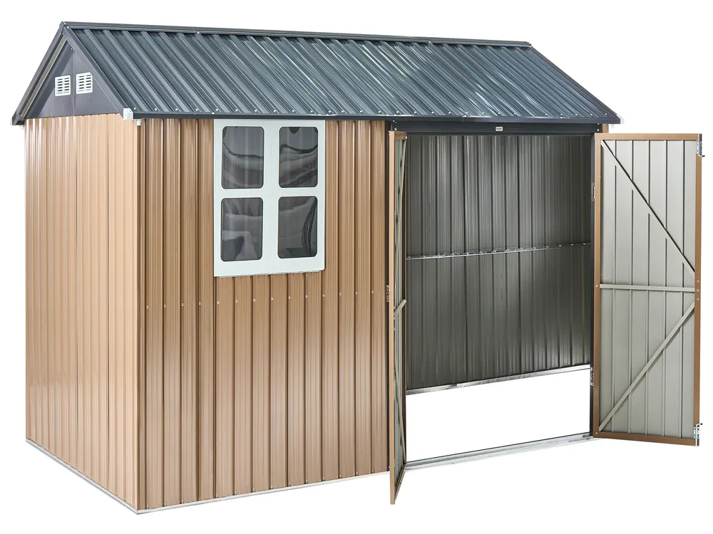 Trädgårdsskjul NOCCIANO 313 cm 220 cm Metall Brun_1020005