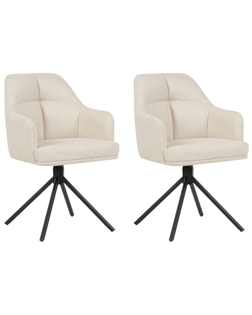 Set of 2 Dining Chairs Swivel MIRA Fabric Beige