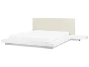 Bed with LED Faux Leather ZEN 160 x 200 cm (EU King Size) White_938349