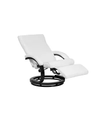 Recliner Chair MIGHT with Footrest Faux Leather White_709334