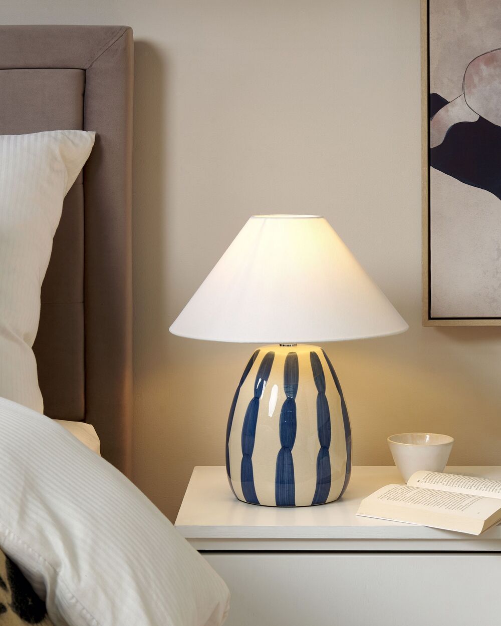 Bordslampa LUCHETTI Keramik Vit/ Blå