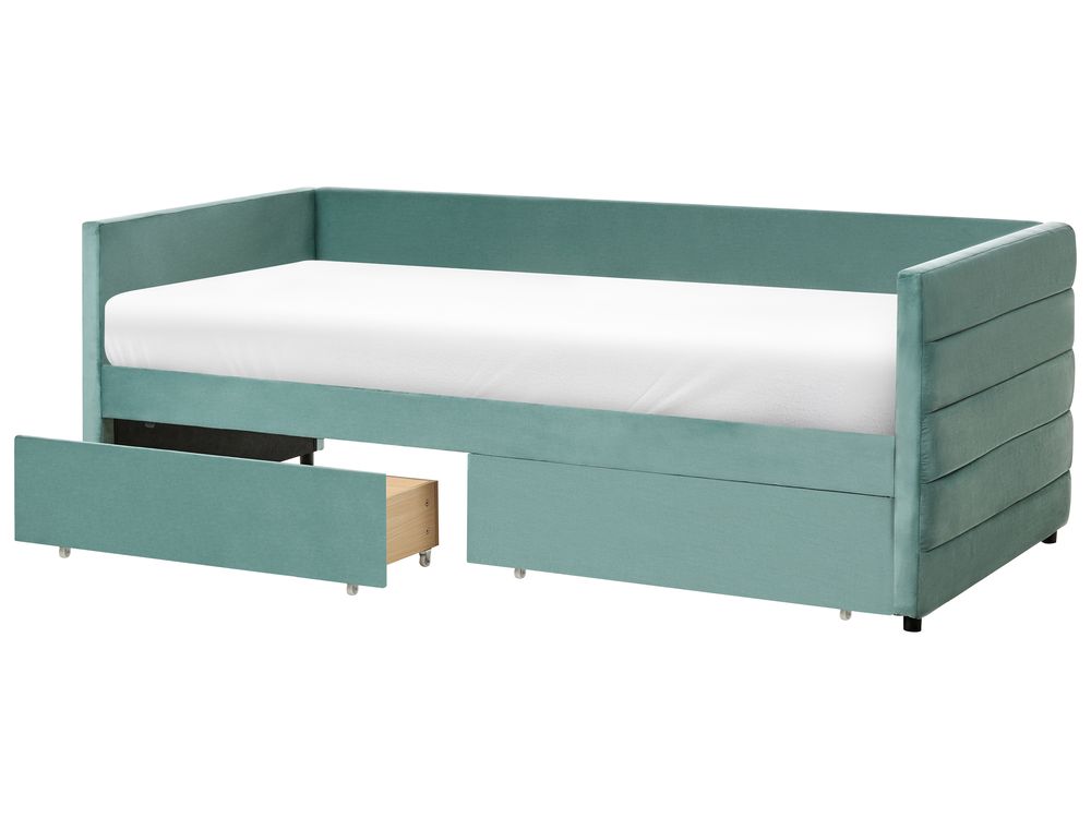 Daybed with Storage MARRAY Velvet Mint Green 90 x 200 cm (EU Single)