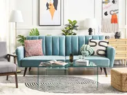 Sofa Bed 3 Seater VIMMERBY Velvet Light Blue_849779