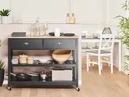 Kitchen Trolley NAVARINO Wood Black_774590