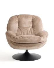 Svängbar fåtölj NOLVIK Sammet Beige_1168207