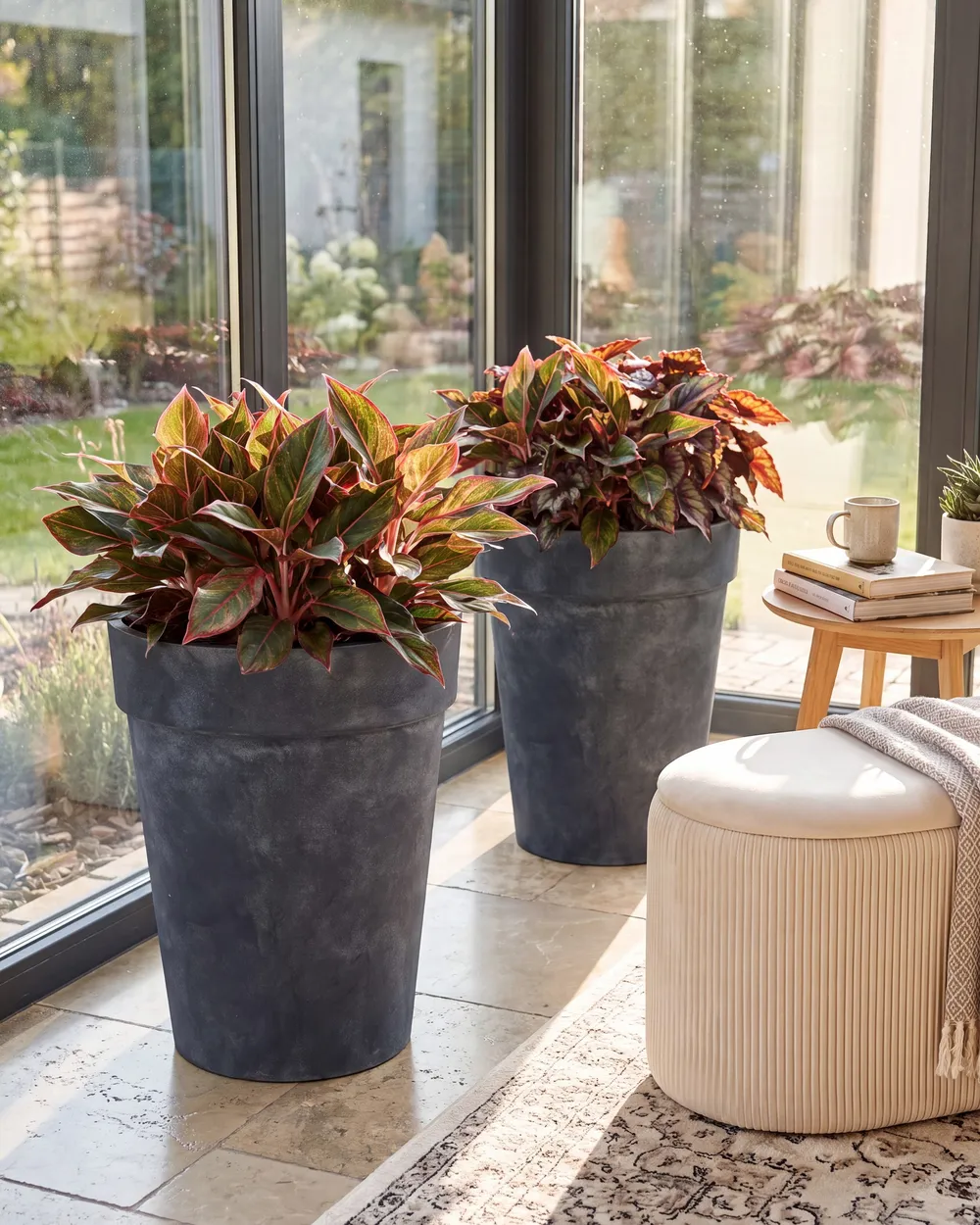 Set med 2 växtkrukor TROLLIUS 41 cm Mörkgrå