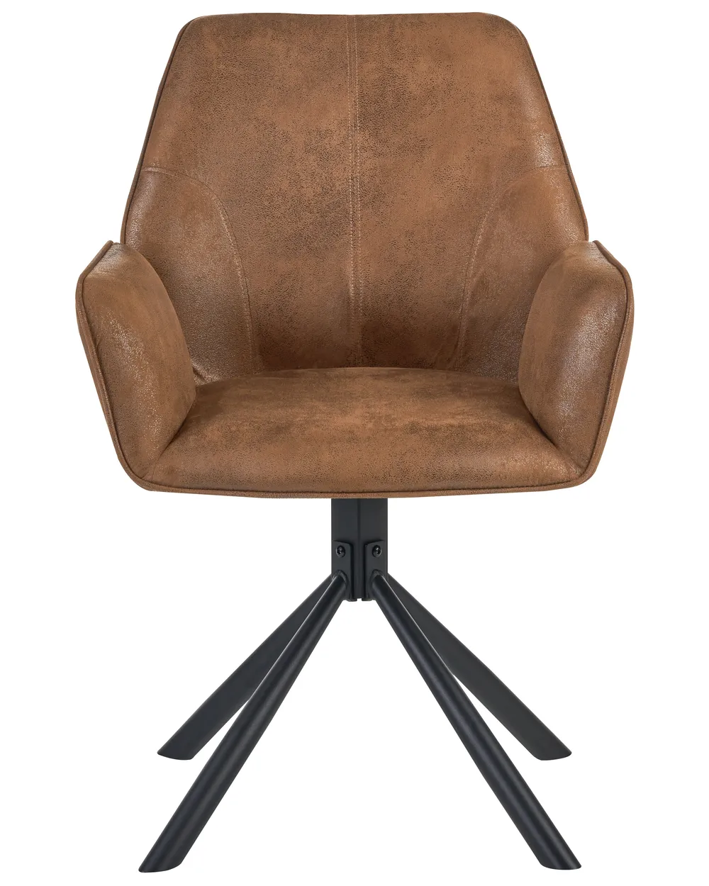 Set of 2 Dining Chairs Swivel WARNER Faux Suede Light Brown_1078280