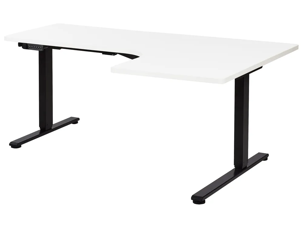 Kulmatyöpöytä sähkösäädettävä DESTINES 160 cm 109 cm Valkoinen/musta Oikea_927818