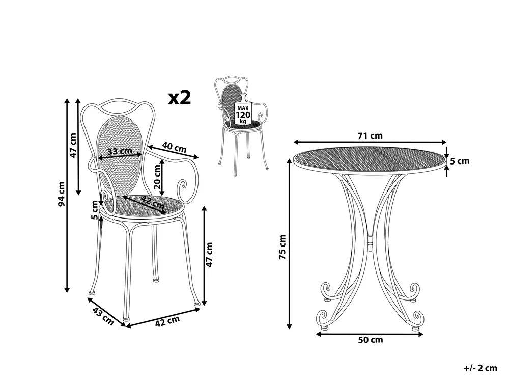 Bistro Set Folding CILENTO Metal Grey_749999