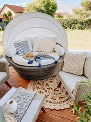 Garden Lounge Set with Table 5 Seater VITTORIA PE Rattan Grey_809894