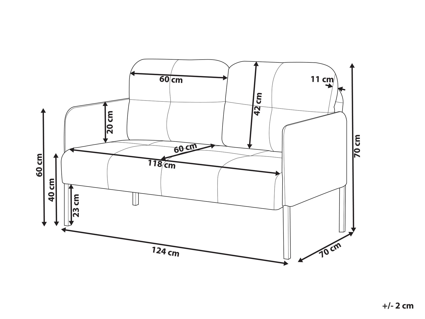 Sofa 2 Seater LAHTI Fabric Light Beige_930613