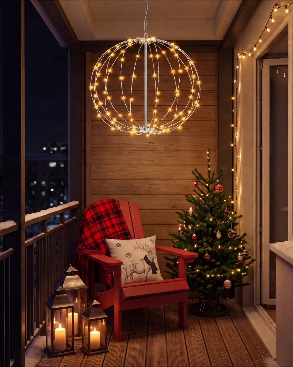 Outdoor Hanging Decoration LED HOSFOS 42 cm Bauble Silver
