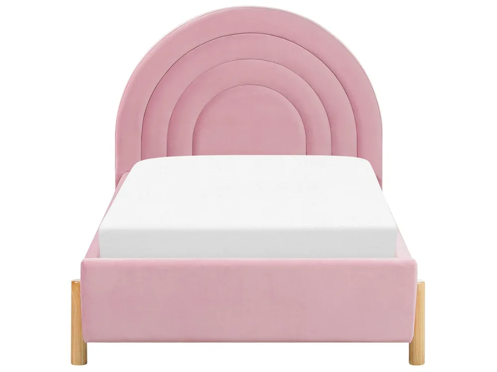 Kids Bed Velvet ANET 90 x 200 cm (EU Single) Pink_876998