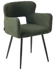 Set of 2 Dining Chairs SANILAC Boucle Dark Green_877450