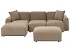 Modular Corner Sofa HEDE with Ottoman Fabric Brown Right Hand