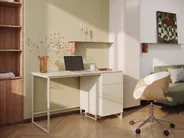 Home Office Desk LEXTON 120 cm 60 cm with Drawers Light Beige_1102570