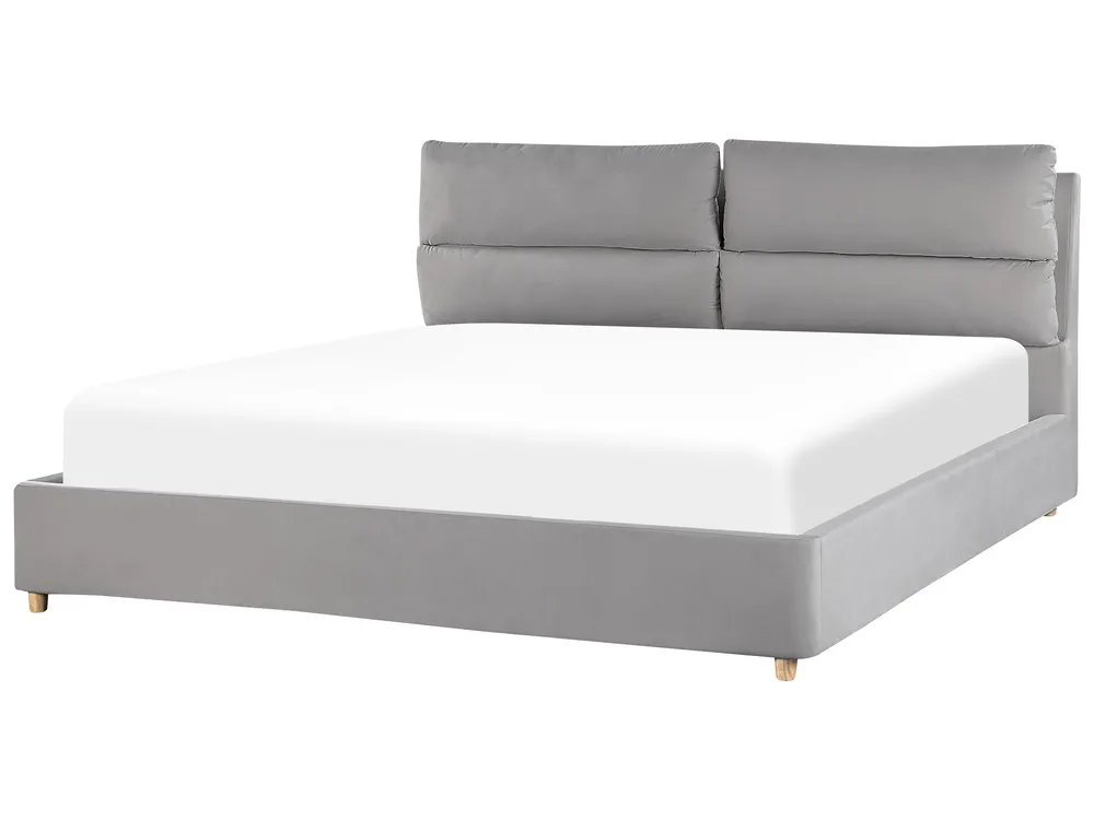 Ottoman Bed BATILLY Velvet Light Grey 180 x 200 cm (EU Super King)_830200