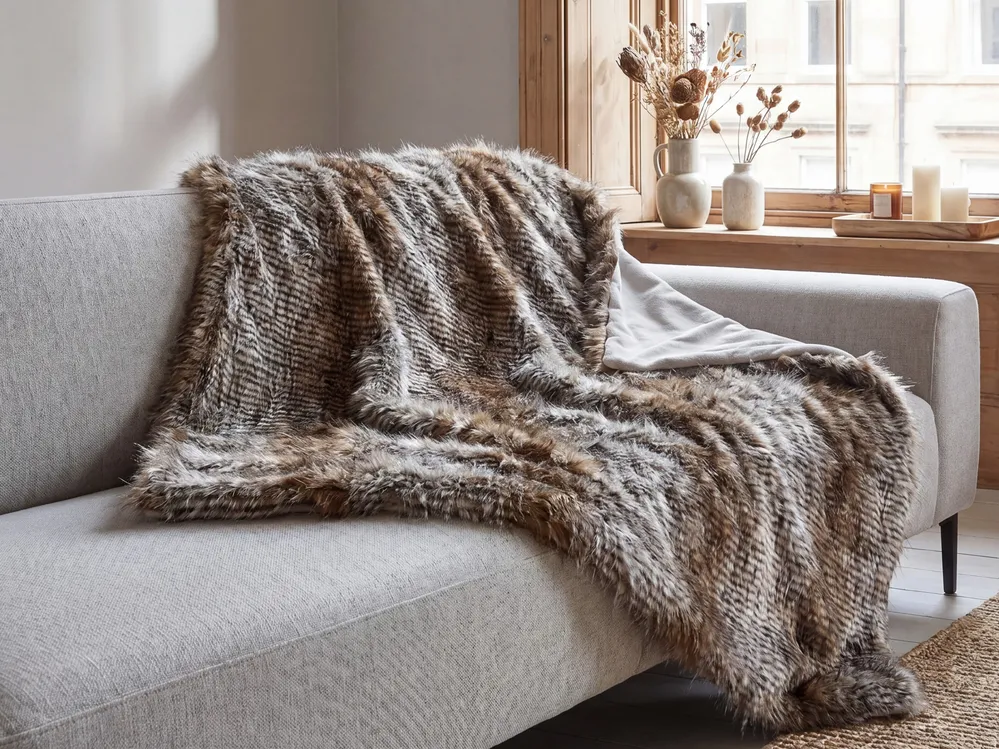 Blanket ASDAD Fabric 180 x 220 cm Brown