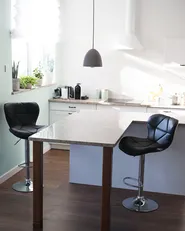 Set of 2 Bar Chairs VALETTA Swivel Faux Leather Black_782056