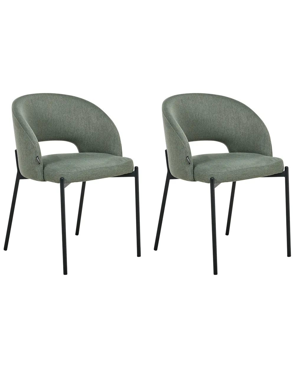 Set of 2 Dining Chairs PENNY Fabric Dark Green