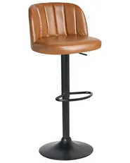 Set of 2 Bar Stools VLORE Swivel Faux Leather Brown_1011584