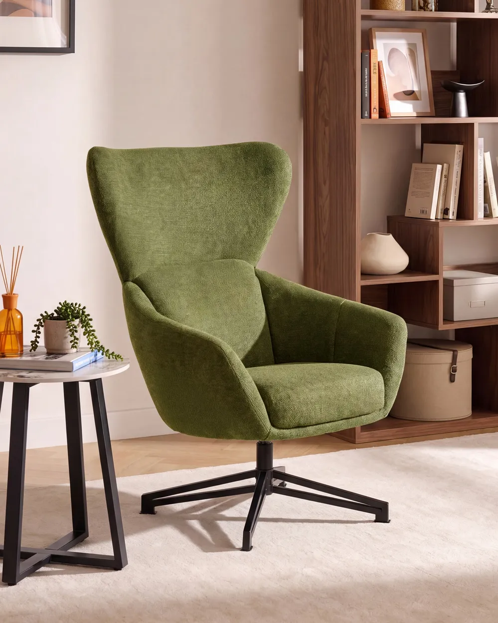 Swivel Armchair DALEN Fabric Green