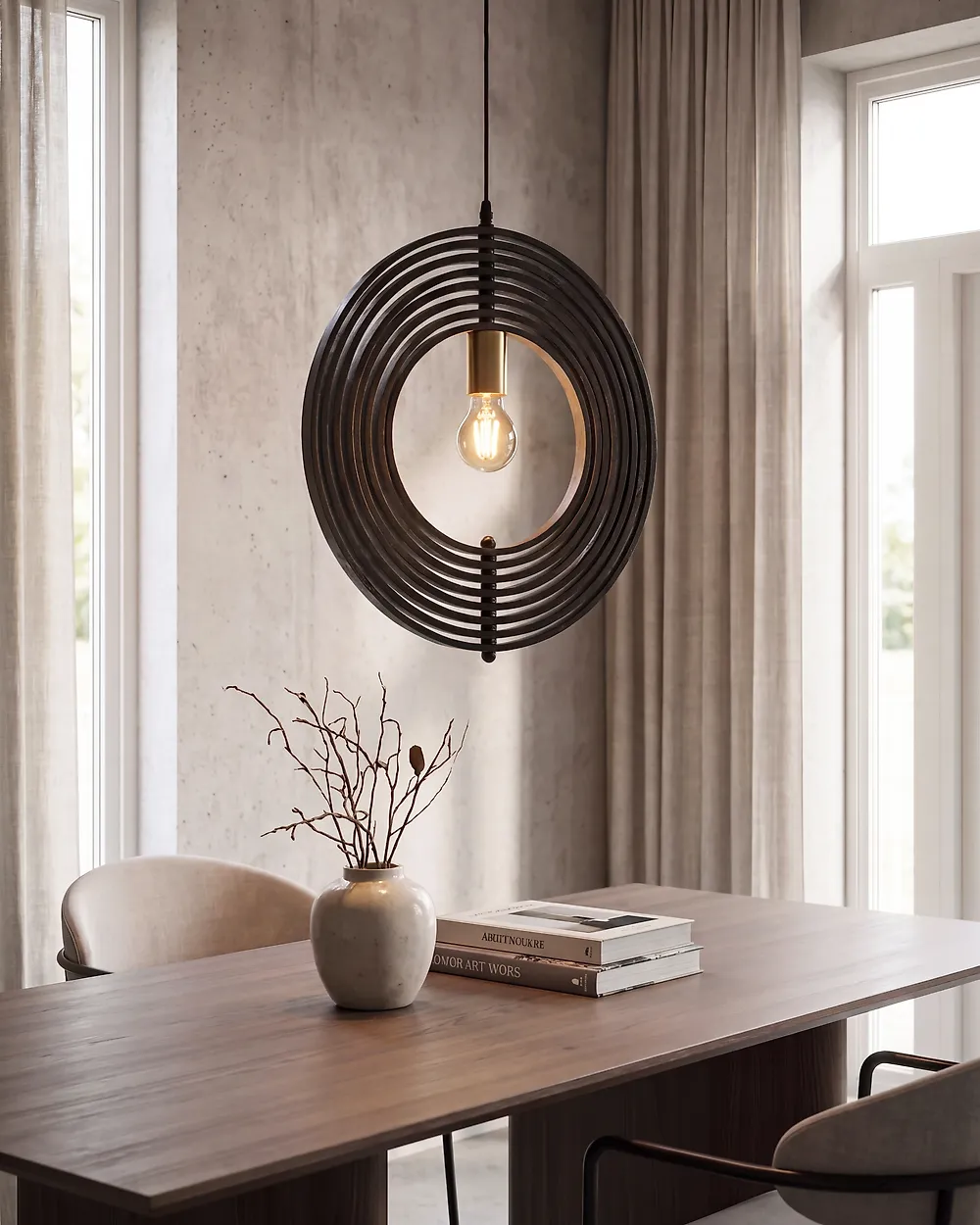 Pendant Lamp MURRELL Poplar Wood Black_1185521