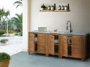 3 Piece Outdoor Kitchen Set with Sink BRUCOLI Brown/ Black Acacia Wood_1001178