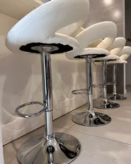 Set of 2 Bar Chairs PEORIA Swivel Faux Leather White_900023