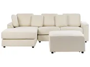Hörnsoffa 4-sits KOHLO med fotpall Ljusbeige Högervänd_945039