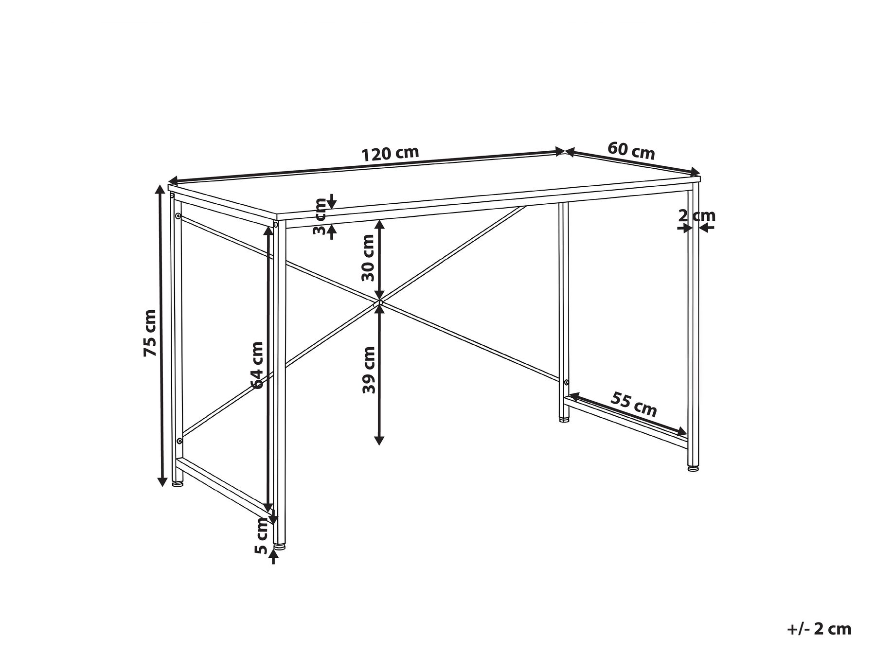 Skrivbord ANDASTE 120 cm 60 cm Ljusbrun/ Vit_1044261