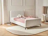 Säng med lamellram Bouclé LUNAN 120 x 200 cm Off-White_1025654