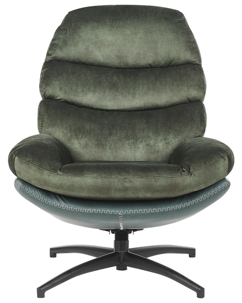 Swivel Armchair EIDE with Footstool Velvet Dark Green_923472