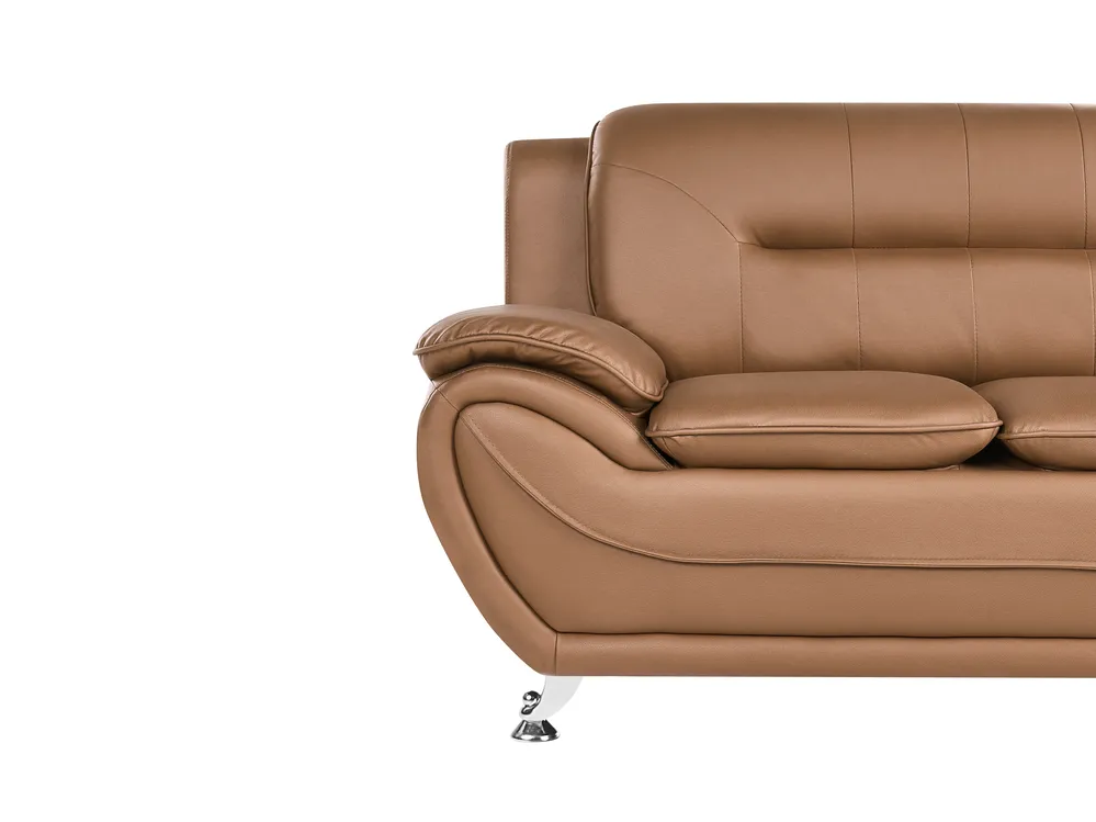 Soffa 2-sits LEIRA Konstläder Guldbrun_1058374