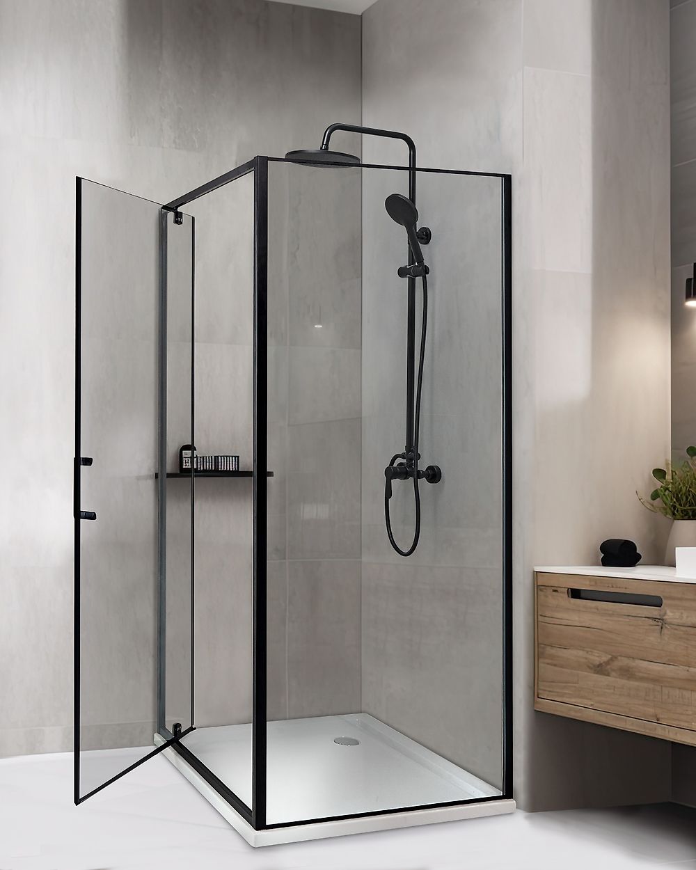Dusjkabinett DARLI 80 x 80 x 185 cm Svart