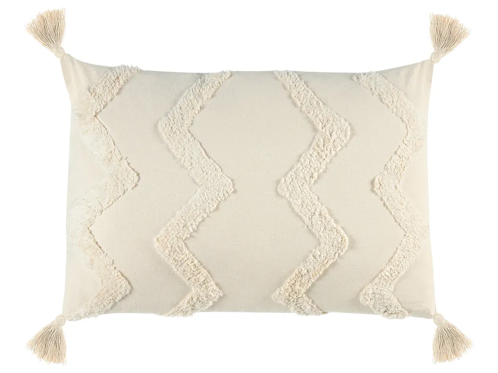 Set med 2 prydnadskuddar CERINTHE 40 x 60 cm Bomull Ljusbeige Chevrontryck_835173
