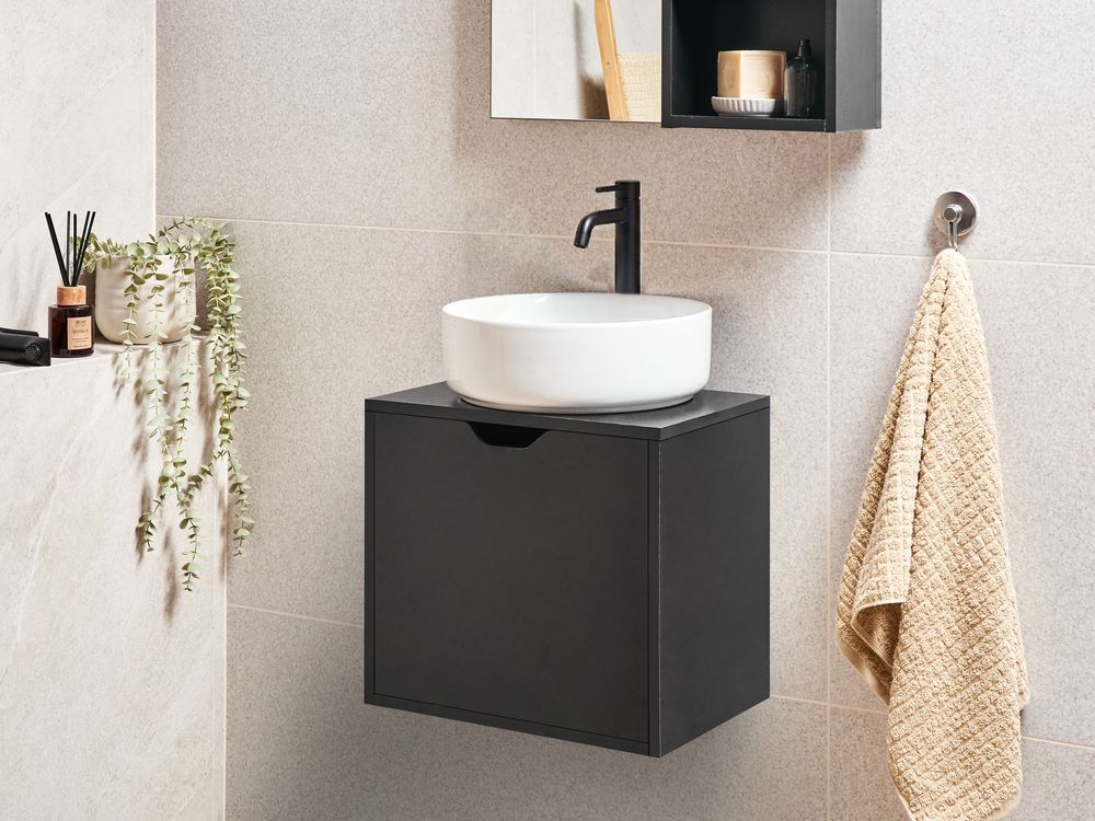 Wall Mounted Vanity Unit SUZANO 45 cm Black